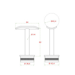 Držiak madla na trubku ø 42,4 mm, narážací, brúsená AISI 304 Držiak madla na trubku ø 42,4 mm, narážací, brúsená AISI 304